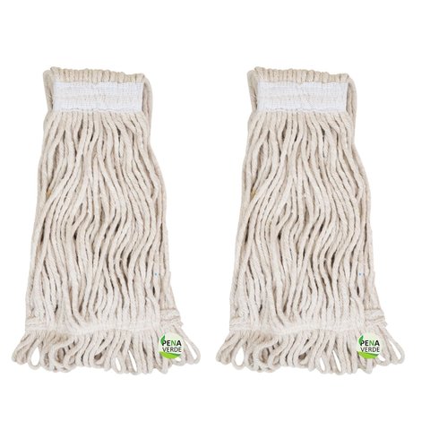 Kit 2 Unidades Refil Úmido Mop Esfregão Algodão 330g Cinta Ponta Loop / para Limpeza de Pisos com Al