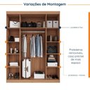 Ver imagem 4 de Guarda Roupas Planejado com Espelho 4 Portas com Cabideiro Hera CabeCasa MadeiraOriginals Marrom/Louro/Cromado