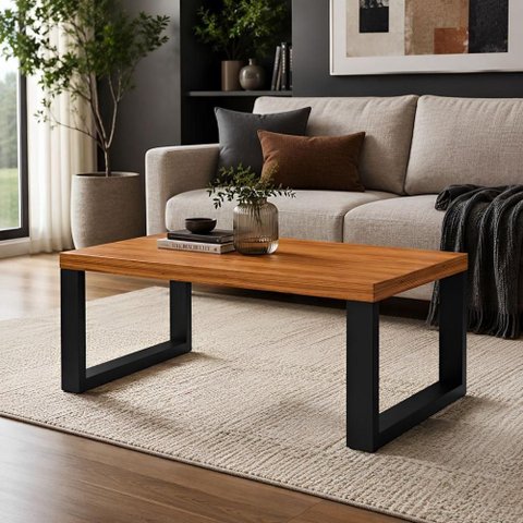 Mesa de Centro Dalla Costa Retangular MDF 89,5cm Freijó e Preto Fosco