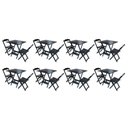 Ver imagem 1 de Kit 8 Conjuntos De Mesa Dobravel Com 2 Cadeiras De Madeira 70X70 - Pret - Preto