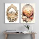 Ver imagem 2 de Kit 2 Quadros Decorativos Artes Muçulmanas 24x18cm - com Vidro:madeira Preta