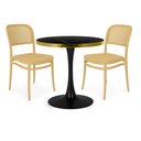 Ver imagem 1 de Conjunto Mesa de Jantar Redonda Majestic 70cm Preta com 2 Cadeiras Roma - Nude
