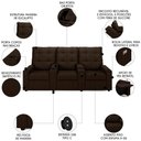 Ver imagem 3 de Poltrona de Cinema Reclinável 3 Lugares Baú Usb Mallie Fh9 Pu Marrom - Mpozenato