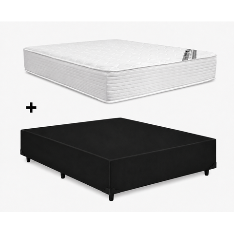 Cama Base Casal Preto Colchão Casal Hibrido Revolution New One Face 138x188 - Castor
