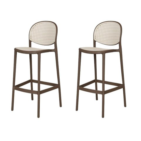 Kit 2 Banquetas Positano Fratini 108 Cm (altura) Polipropileno Cinza Tramas Nude Simulando Rattan