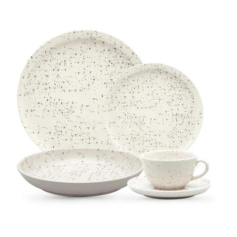 Conjunto de Jantar/chá 30 Peças - Oxford Flat Chuvisco