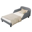 Ver imagem 5 de Cama Infantil Estofada Cinza Solteiro com Encosto Lateral Design Seguro e Confortável