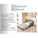 Ver imagem 2 de Cama Infantil Estofada Cinza Solteiro com Encosto Lateral Design Seguro e Confortável