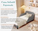 Ver imagem 3 de Cama Infantil Estofada Cinza Solteiro com Encosto Lateral Design Seguro e Confortável