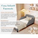 Ver imagem 3 de Cama Infantil Estofada Cinza Solteiro com Encosto Lateral Design Seguro e Confortável