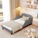 Ver imagem 1 de Cama Infantil Estofada Cinza Solteiro com Encosto Lateral Design Seguro e Confortável