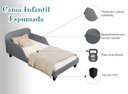 Ver imagem 4 de Cama Infantil Estofada Cinza Solteiro com Encosto Lateral Design Seguro e Confortável