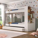 Ver imagem 1 de Treliche Infantil/Juvenil com Estante 2 Portas 6 Nichos Oliver Yescasa Branco/Nogal