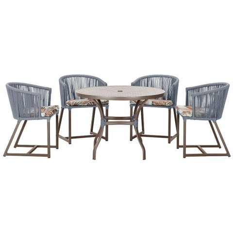 Mesa com 4 Cadeiras e Noronha Estofado 6 Trama Original Prata