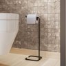 Kit 02 Suportes Papeleira de Chão para Banheiro Lavabo Tito Aço Multiuso D01 Preto Fosco - Inoviza - 2
