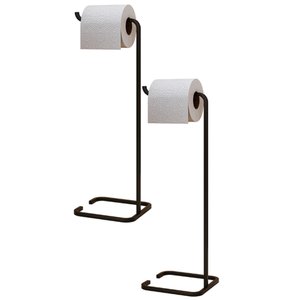 Kit 02 Suportes Papeleira de Chão para Banheiro Lavabo Tito Aço Multiuso D01 Preto Fosco - Inoviza