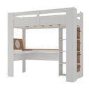 Ver imagem 2 de Cama Alta Infantil/Juvenil Multifuncional com Escrivaninha Penteadeira Agatha Yescasa Branco/Nogal