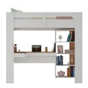 Ver imagem 4 de Cama Alta Infantil/Juvenil Multifuncional com Escrivaninha Penteadeira Agatha Yescasa Branco/Nogal