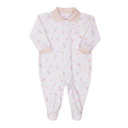 Macacão de Bebê Longo Plush Estampado Letut Ref:lt15744 Rn/g Off White-bege - 1