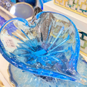 Ver imagem 2 de Porta Jóias de Cristal Murano Em Formato de Coração 8x18cm Azul