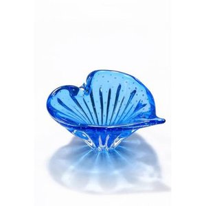Porta Jóias de Cristal Murano Em Formato de Coração 8x18cm Azul