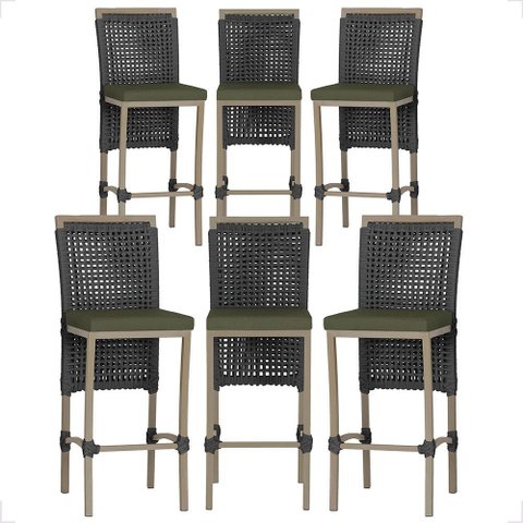 6 Banqueta em Alumínio Roma Fendi Corda Náutica Tecido 13