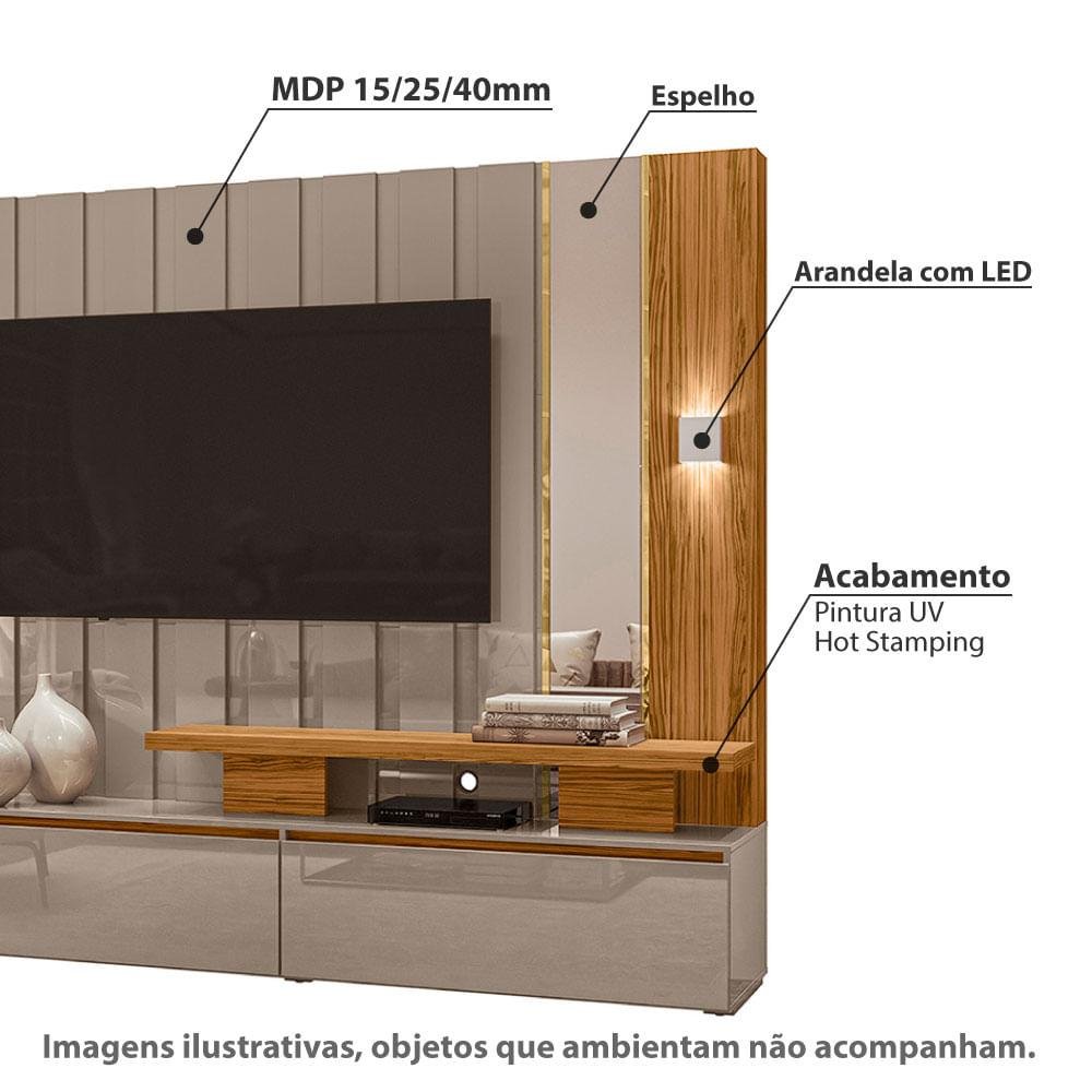 Rack com Painel Zeus para TV de até 65 - Fendi/Natural - 2