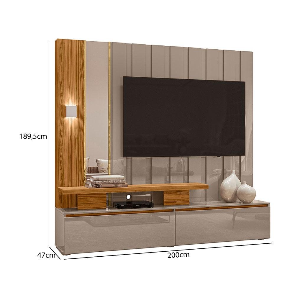 Rack com Painel Zeus para TV de até 65 - Fendi/Natural - 4