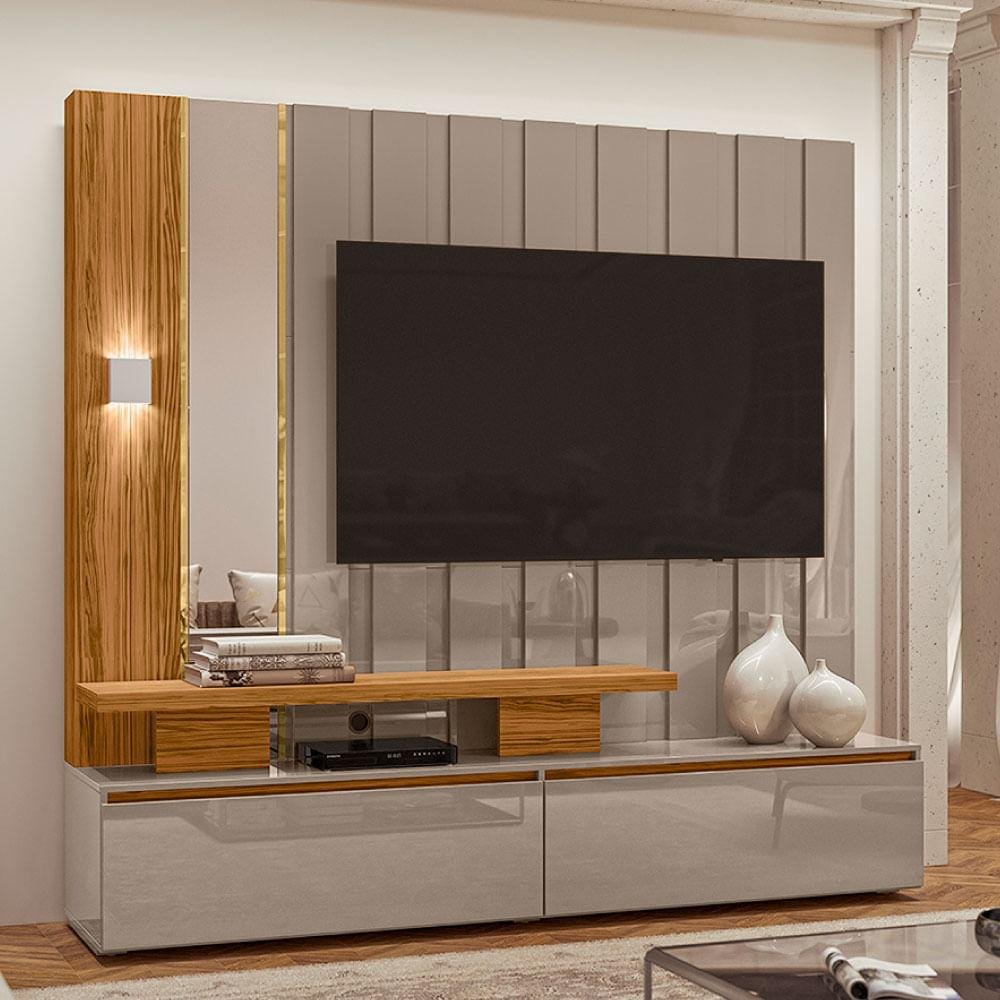 Rack com Painel Zeus para TV de até 65 - Fendi/Natural - 1