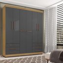 Ver imagem 4 de Guarda Roupa Casal Londres 6 Portas 2 Portas com Chaves e 6 Gavetas Cor Carvalho e Grafite