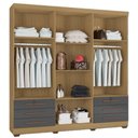 Ver imagem 3 de Guarda Roupa Casal Londres 6 Portas 2 Portas com Chaves e 6 Gavetas Cor Carvalho e Grafite
