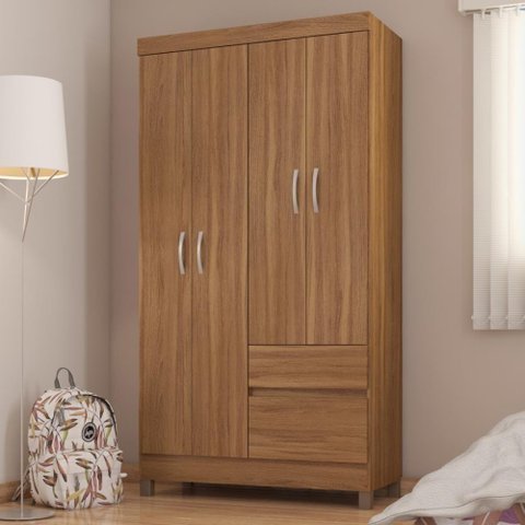 Guarda Roupa Solteiro 4 Portas e 2 Gavetas Almirante Amêndola Touch