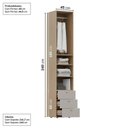 Ver imagem 4 de Guarda-Roupa 2 Módulos 1 Porta e 3 Prateleiras 3 Gavetas Frame CabeCasa MadeiraOriginals