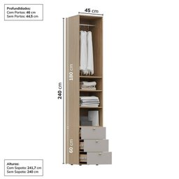 Guarda-roupa 2 Módulos 1 Porta e 3 Prateleiras 3 Gavetas Frame Cabecasa madeiramadeira - 4