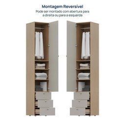 Guarda-roupa 2 Módulos 1 Porta e 3 Prateleiras 3 Gavetas Frame Cabecasa madeiramadeira - 11
