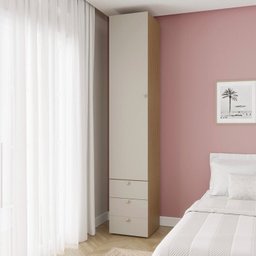 Guarda-roupa 2 Módulos 1 Porta e 3 Prateleiras 3 Gavetas Frame Cabecasa madeiramadeira - 1