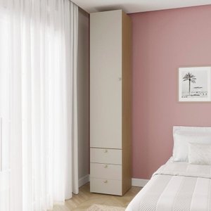 Guarda-roupa 2 Módulos 1 Porta e 3 Prateleiras 3 Gavetas Frame Cabecasa madeiramadeira