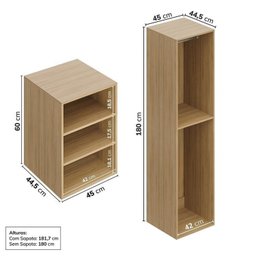 Guarda-roupa 2 Módulos 1 Porta e 3 Prateleiras 3 Gavetas Frame Cabecasa madeiramadeira - 5