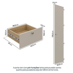 Guarda-roupa 2 Módulos 1 Porta e 3 Prateleiras 3 Gavetas Frame Cabecasa madeiramadeira - 6