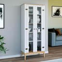 Ver imagem 2 de Cristaleira Colonial com 2 Portas de Vidro Mdp Mel Branco Mb 1019 Movelbento