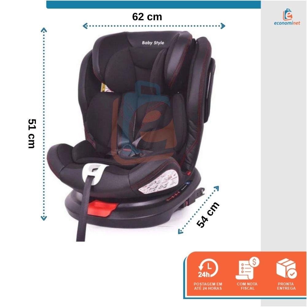 Cadeira Bebê Auto 0 a 36kg Isofix rotação 360º Baby Style Cor