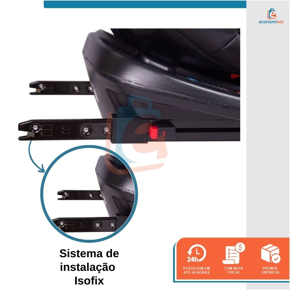 Cadeira Bebê Auto 0 A 36kg Isofix Rotação 360º Baby Style Preto - 7