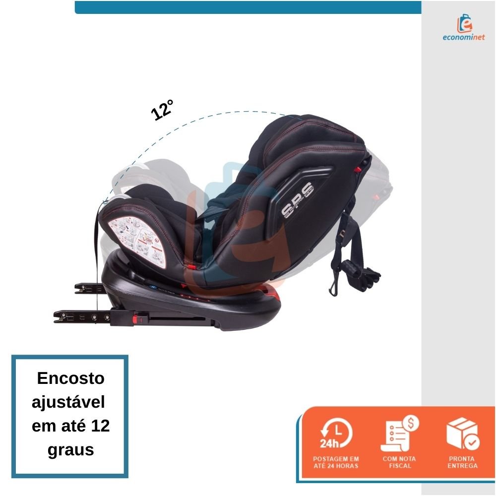 Cadeira Bebê Auto 0 A 36kg Isofix Rotação 360º Baby Style Preto - 3