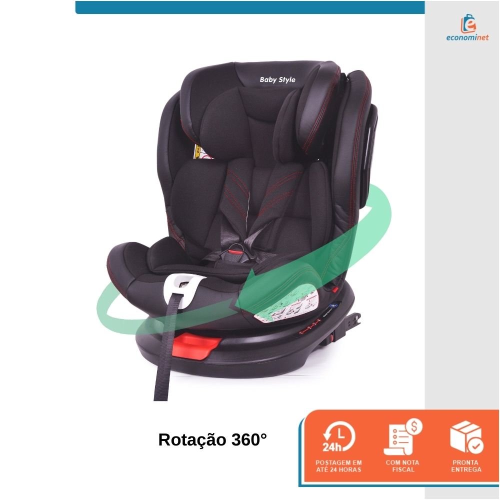 Cadeira Bebê Auto 0 A 36kg Isofix Rotação 360º Baby Style Preto - 10