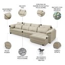 Ver imagem 3 de Sofá Retrátil 5 Lugares para Sala 414cm Dijon Couro Creme S07 - Mpozenato