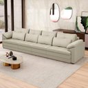 Ver imagem 2 de Sofá Retrátil 5 Lugares para Sala 414cm Dijon Couro Creme S07 - Mpozenato