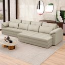Ver imagem 6 de Sofá Retrátil 5 Lugares para Sala 414cm Dijon Couro Creme S07 - Mpozenato