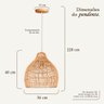 Pendente Fibra Natural Rattan Artesanal Nat38 - 8
