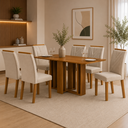 Ver imagem 1 de Conjunto Sala de Jantar Mesa Amanda 6 Cadeiras 160cm Miami Yescasa Marrom/Cinamomo/Palha