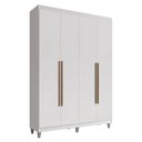 Ver imagem 2 de Guarda-Roupa Solteiro com Pés 4 Portas Batentes Branco/Branco/Rustic Venus Madesa